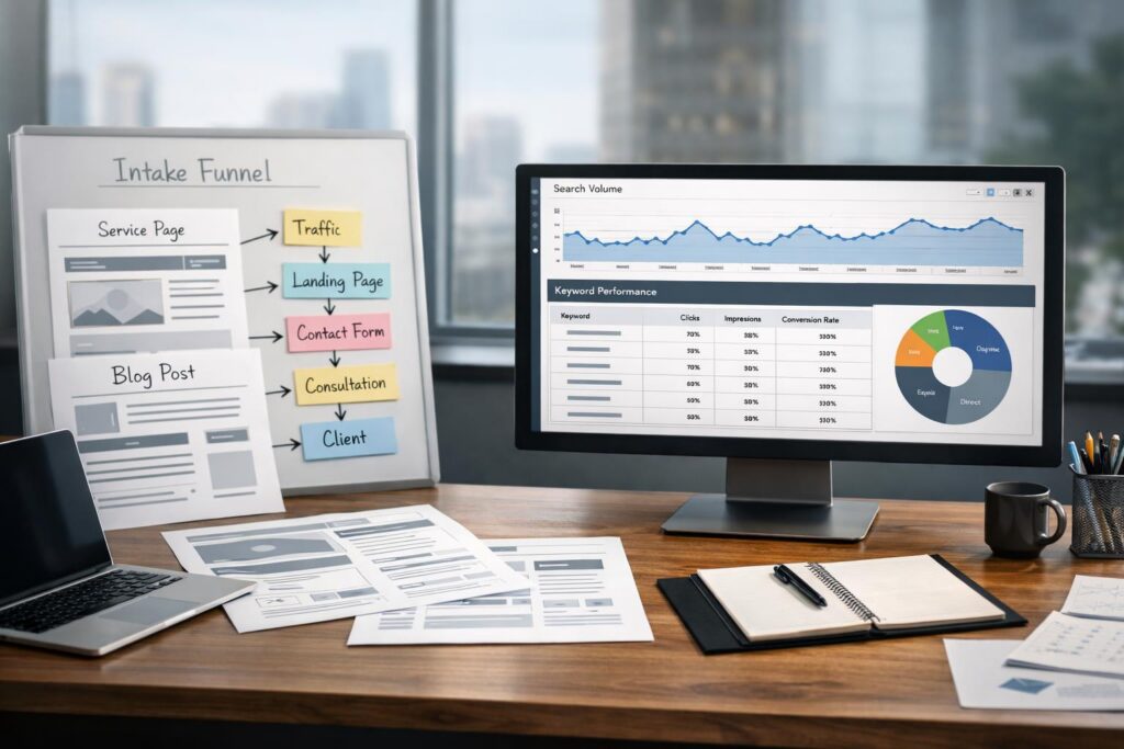 Law Firm Service Pages vs Blog Posts: Where High-Intent Keywords Belong